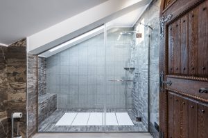 A unique loft diagonal glass shower