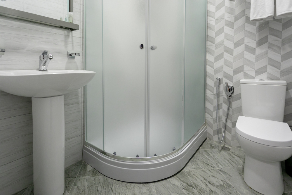 Frosted glass shower doors