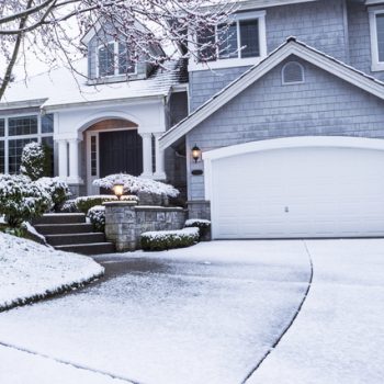 Frozen garage door in the winter