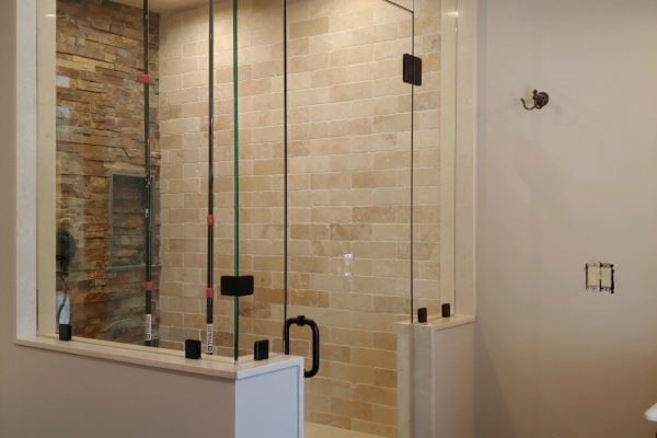 A glass shower enclosure we installed in Alton