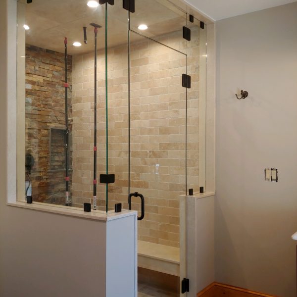 A glass shower enclosure we installed in Alton