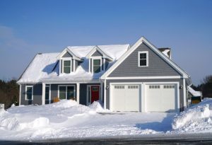 snow on a garage door