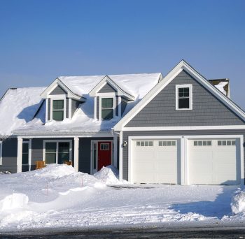 snow on a garage door