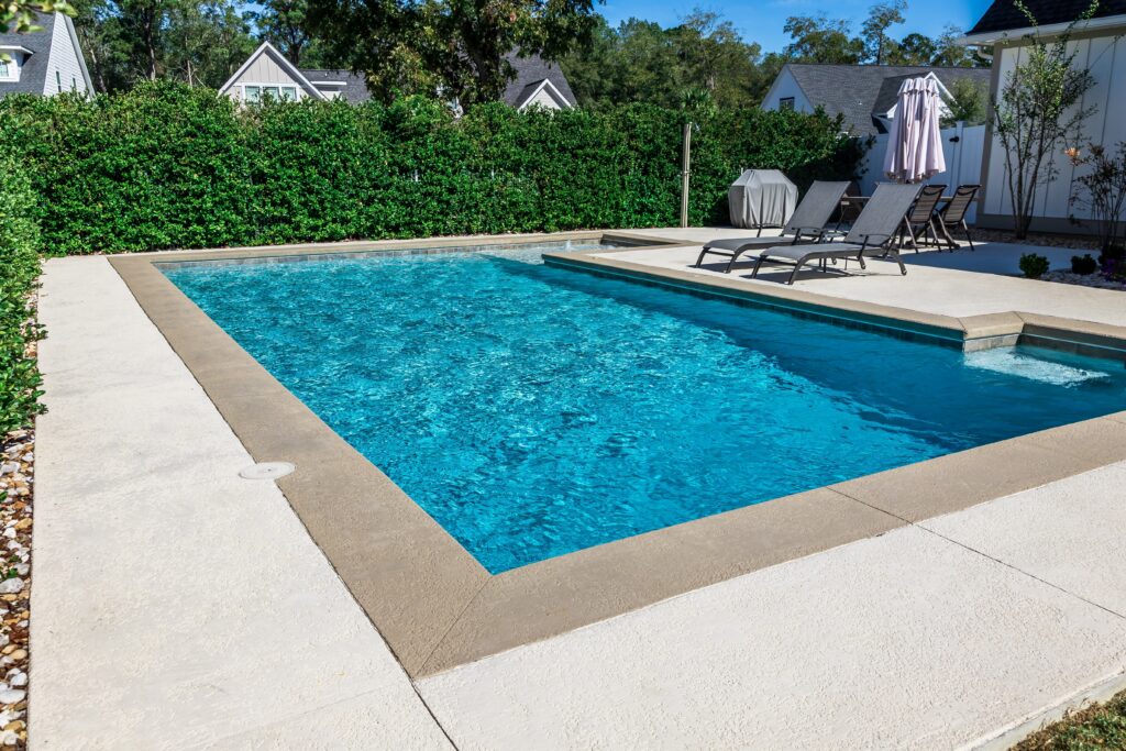 pool in front of pool house